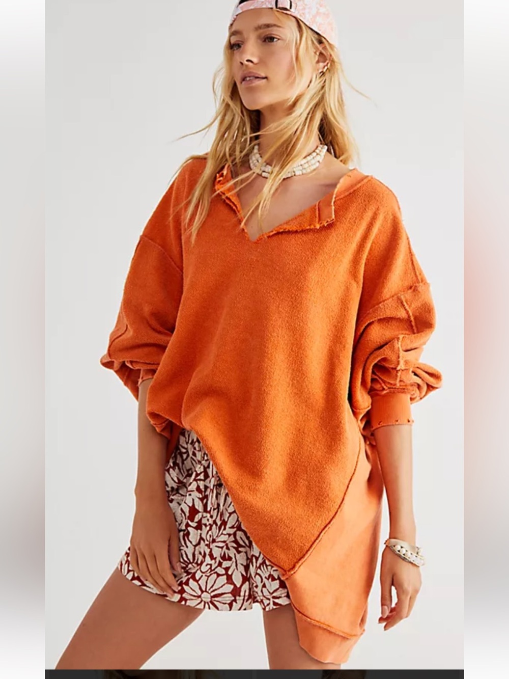 We the Free by Free People Orange oversized boho sweatshirt XL